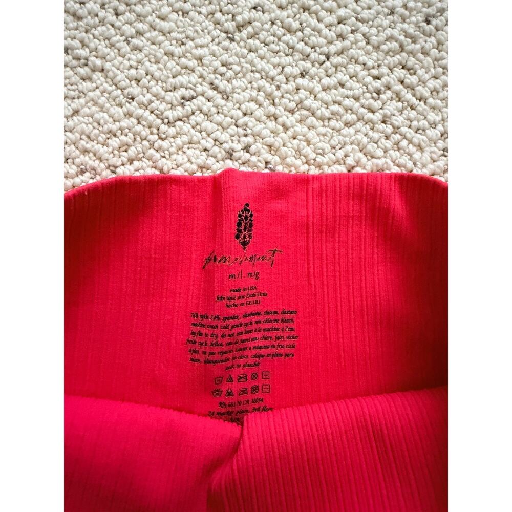 Free People FP Movement Leggings M/L Muted Coral High Rise Ribbed Waist - Picture 2 of 9